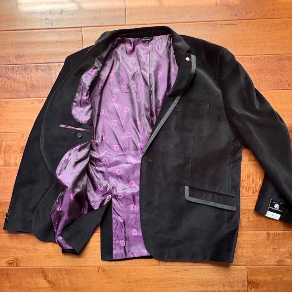 Rock & Republic Black‎ Velvet Suede Sport Coat Mens 48R - Picture 6 of 13